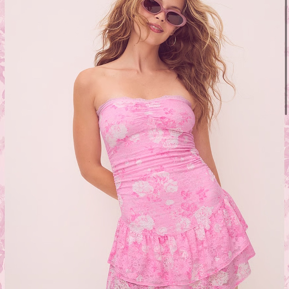 VS PINK x Love Shack Fancy Strapless Mini Dress